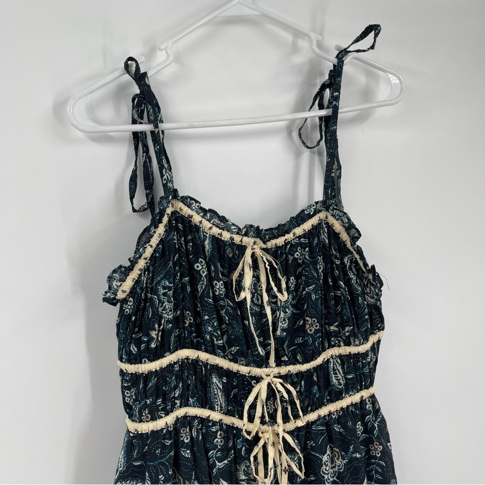 Christian Lacroix Cotton Spaghetti Strap Tiered Floral Midi Dress - Picture 4 of 7
